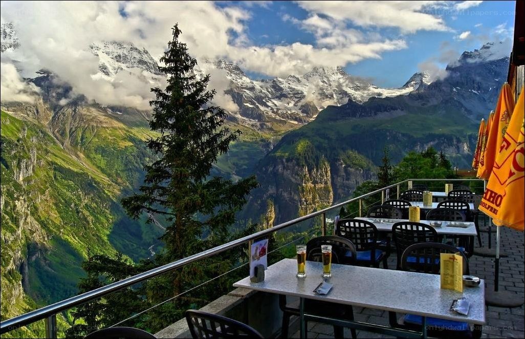 Mountain restaurant with scenic view