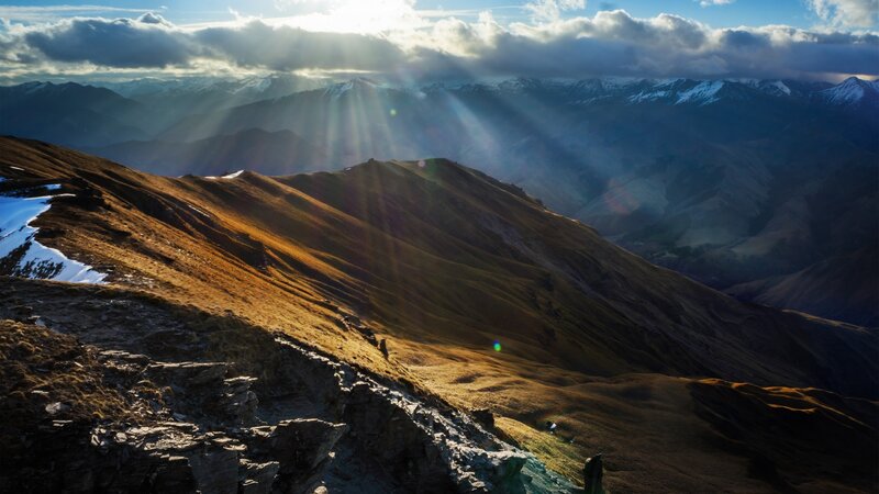 Mountain Ridge at Sunrise — Brown