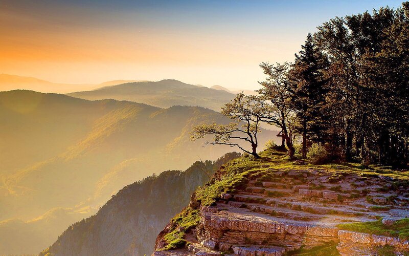 Mountain Ridge at Sunrise — Orange