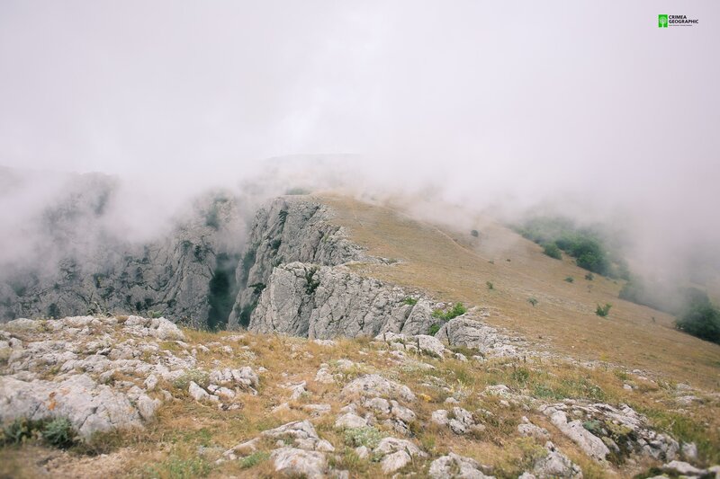 Mountain Ridge in Fog