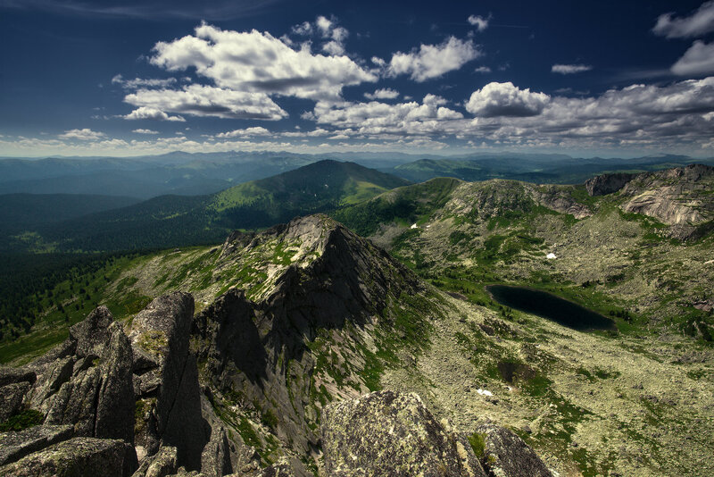 Mountain Ridge Landscape — Blue, Dramatic, Afternoon