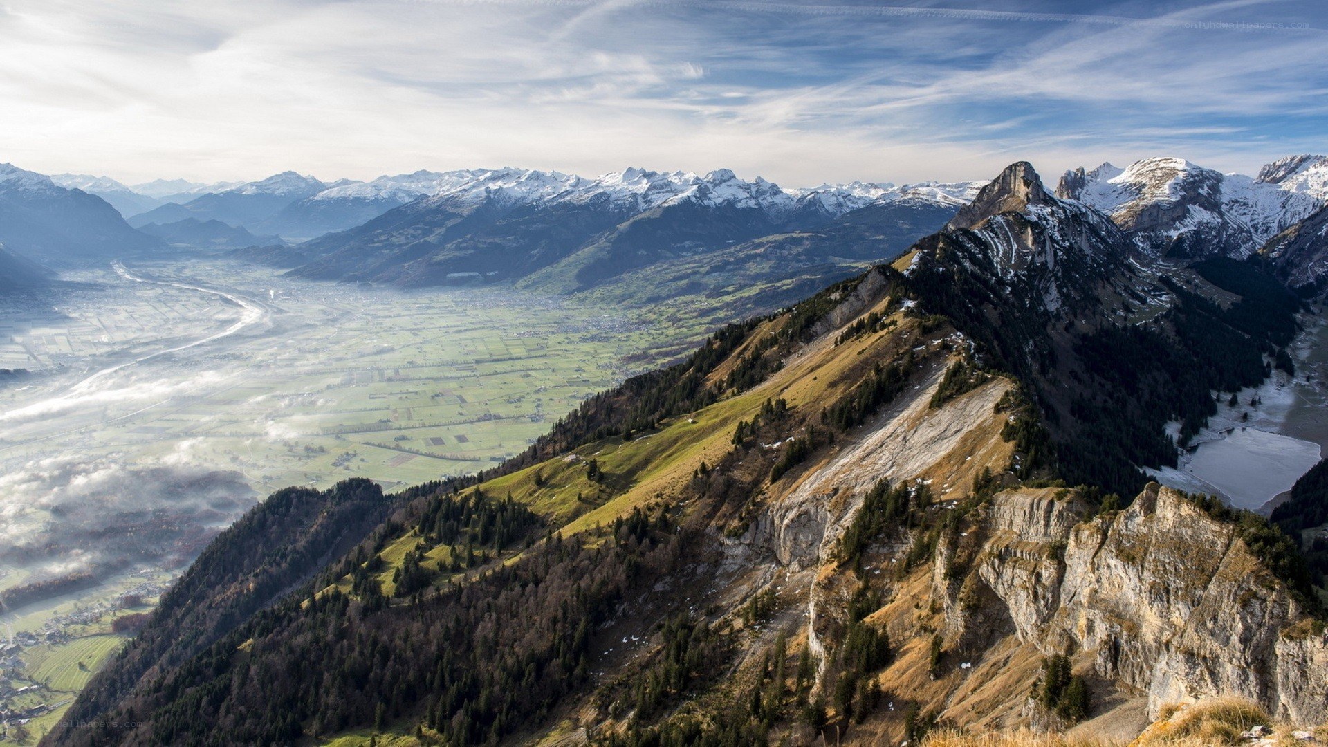 Mountain ridge overlooking a valley