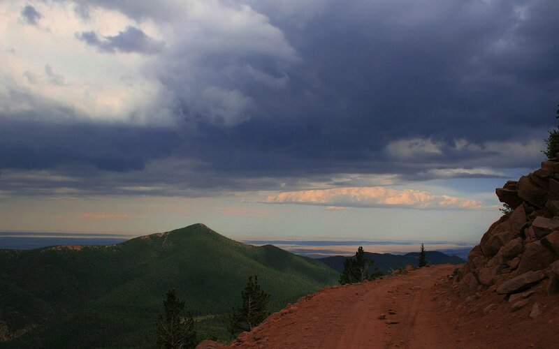 Mountain Ridge under Storm Clouds