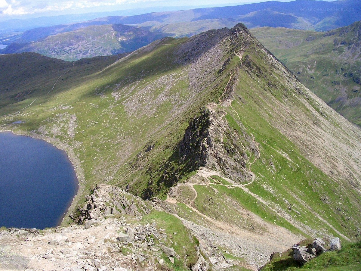 mountain ridge with lake view