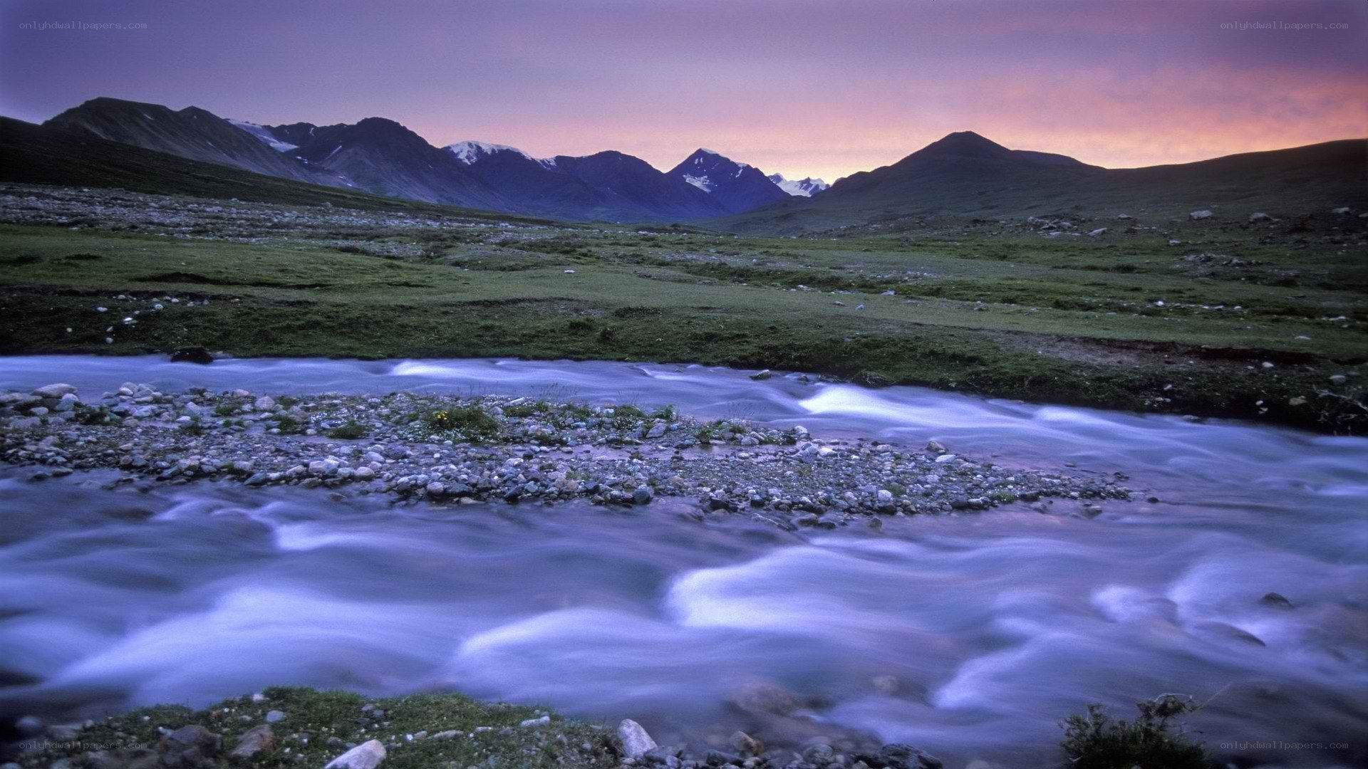 Mountain river at dusk