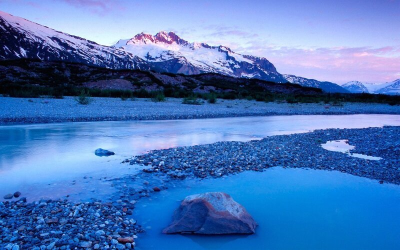Mountain river at dusk