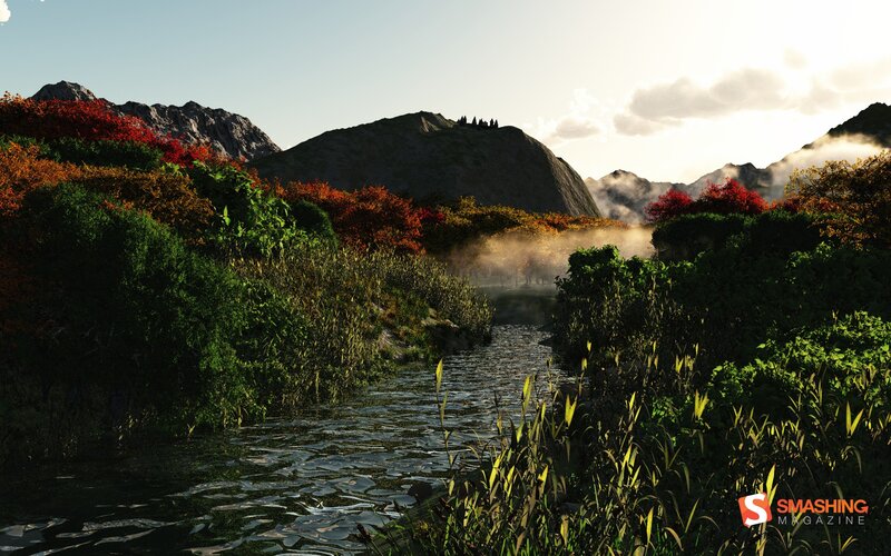 Mountain river at sunrise