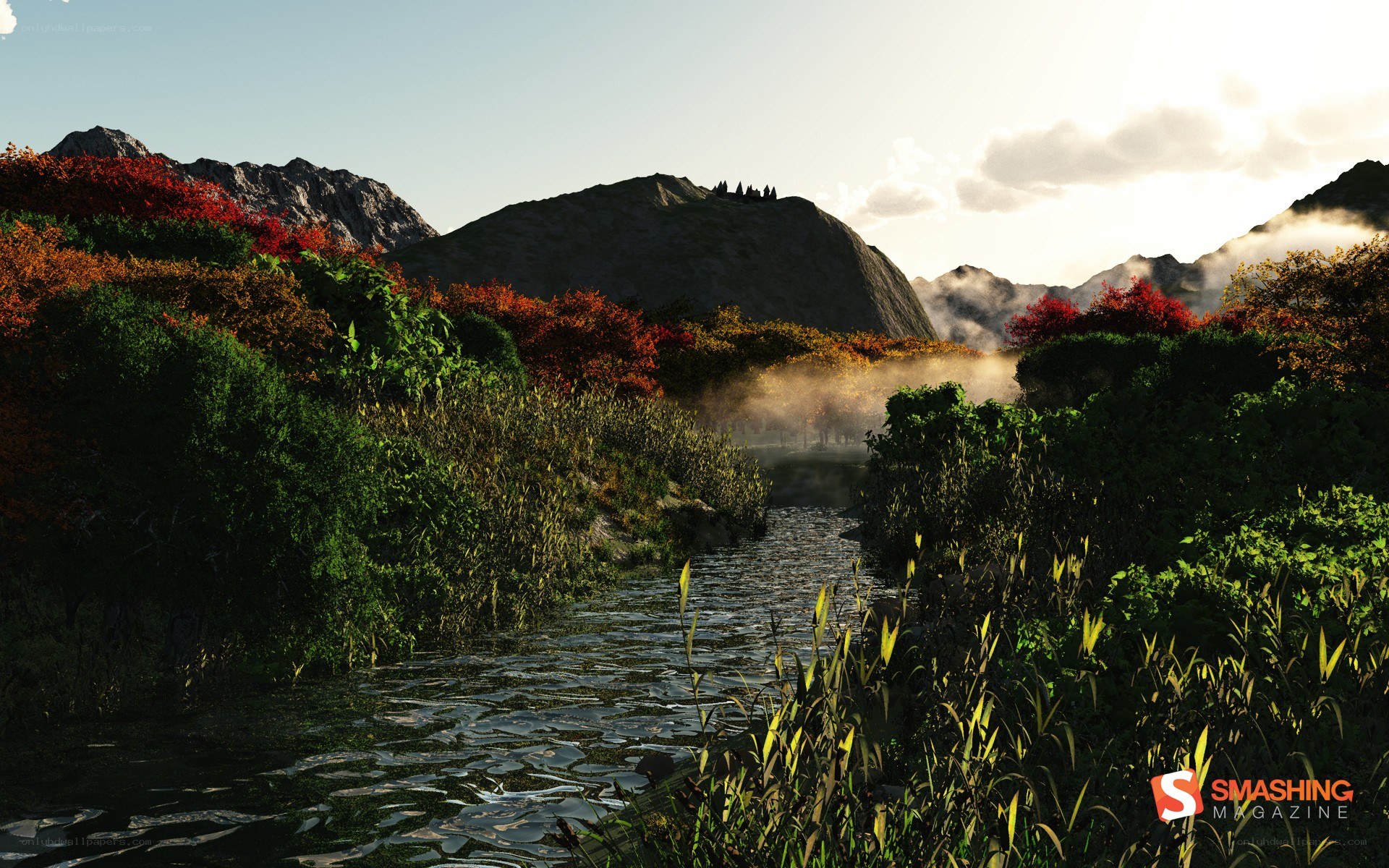 Mountain river at sunrise