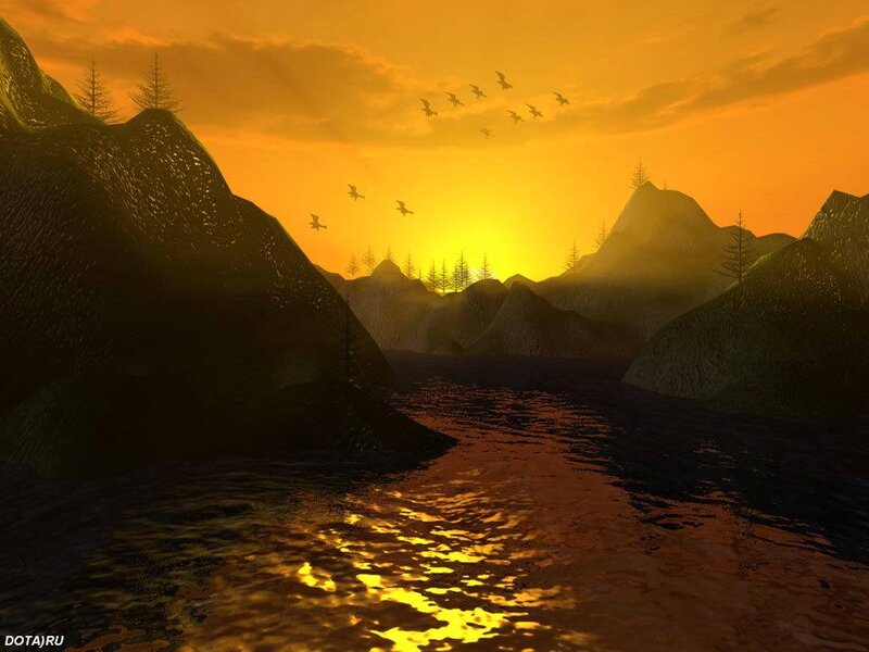 Mountain River at Sunset — Orange