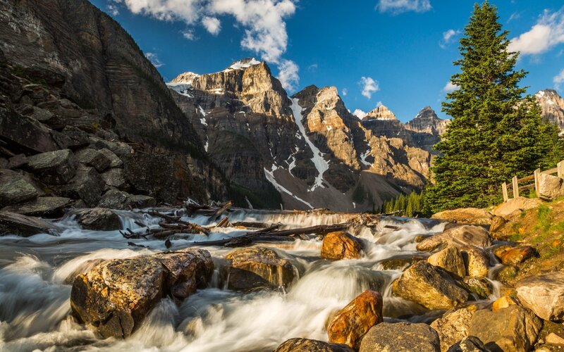 Mountain River Flowing — Blue, Dramatic