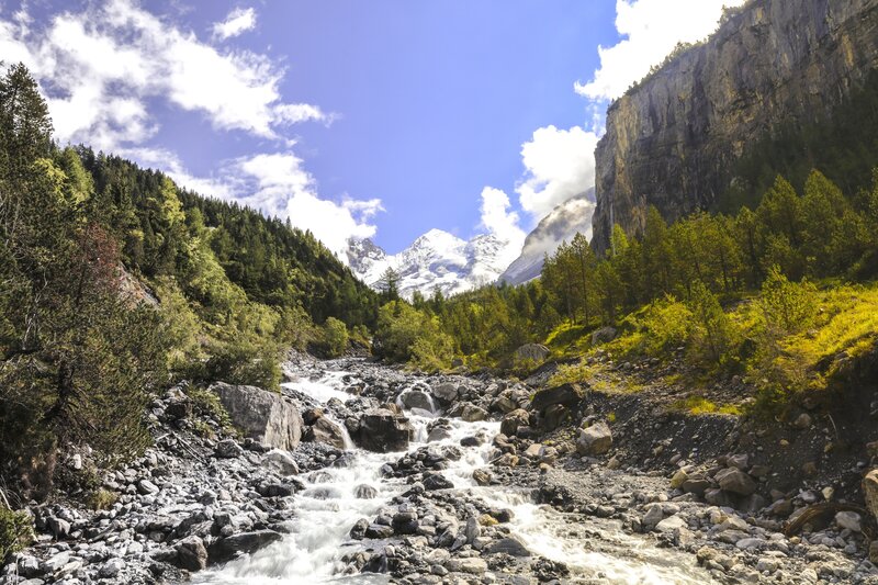 Mountain River Flowing — Blue, Serene