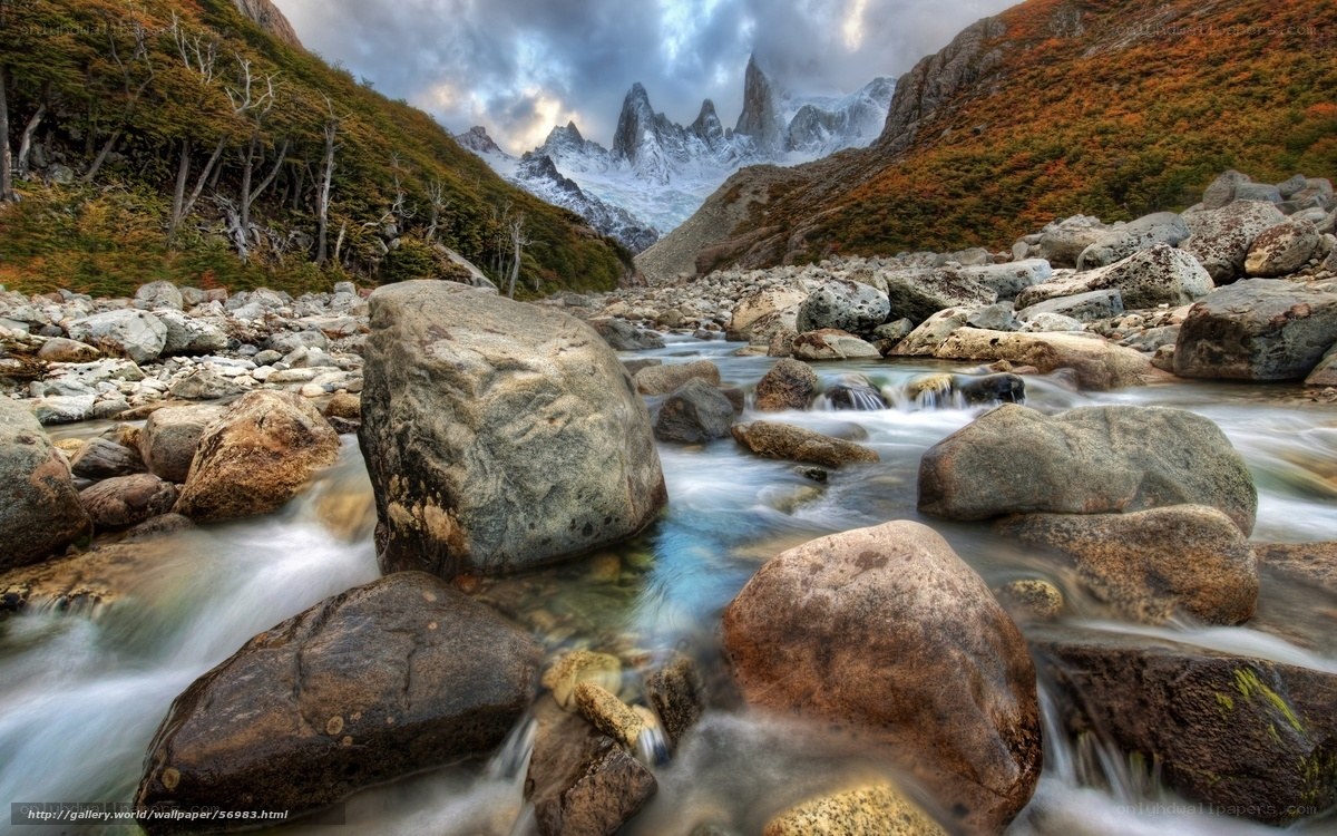 Mountain river flowing through rocks