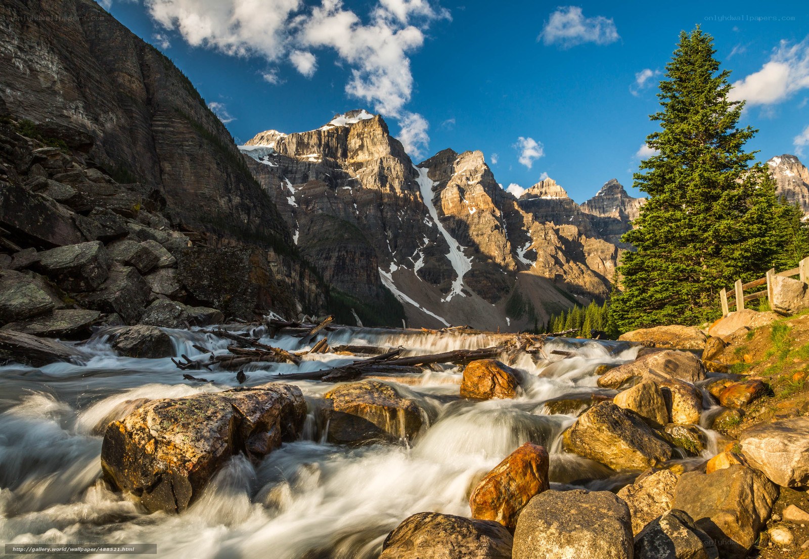 Mountain river flowing through valley