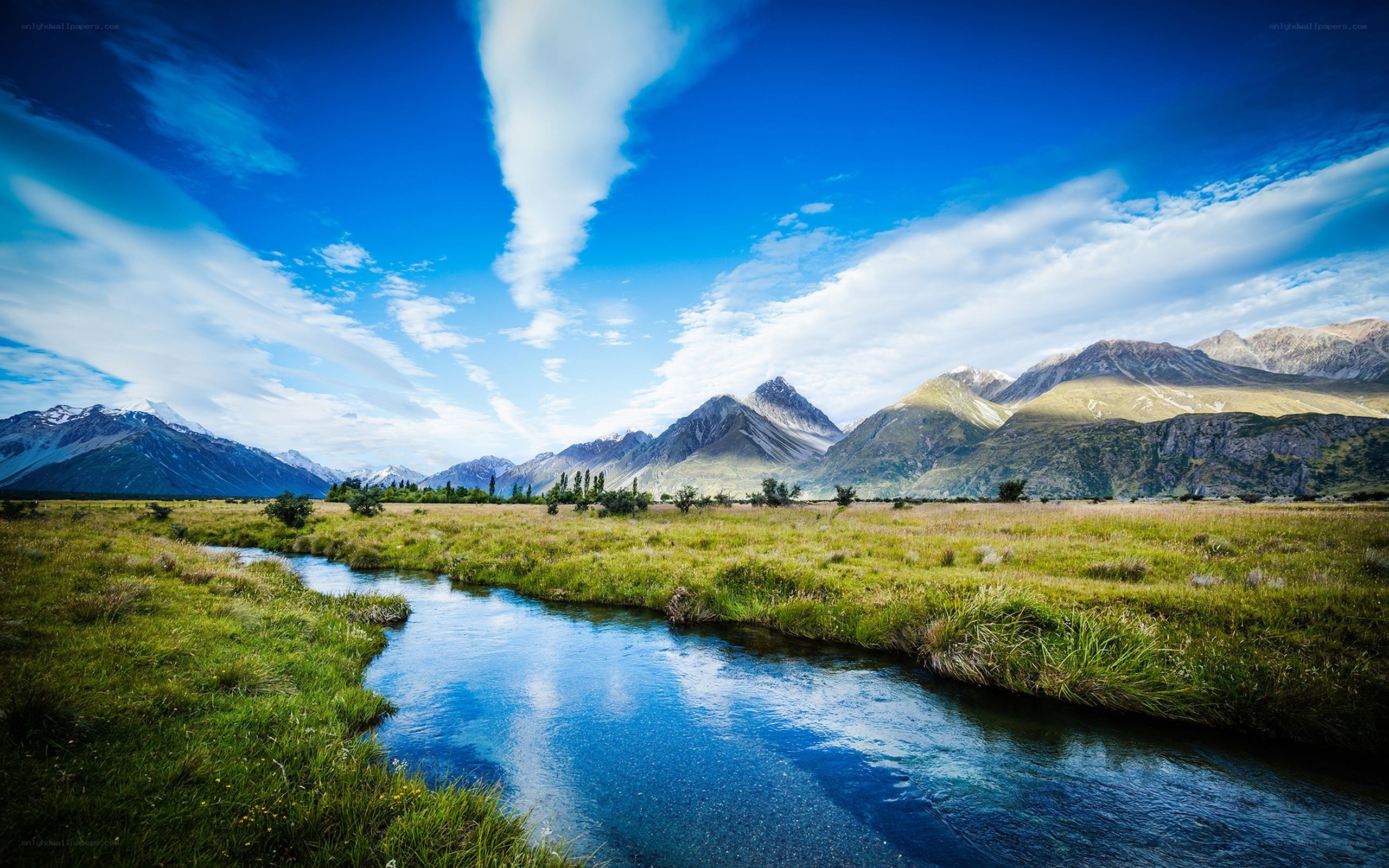 Mountain river in a green valley