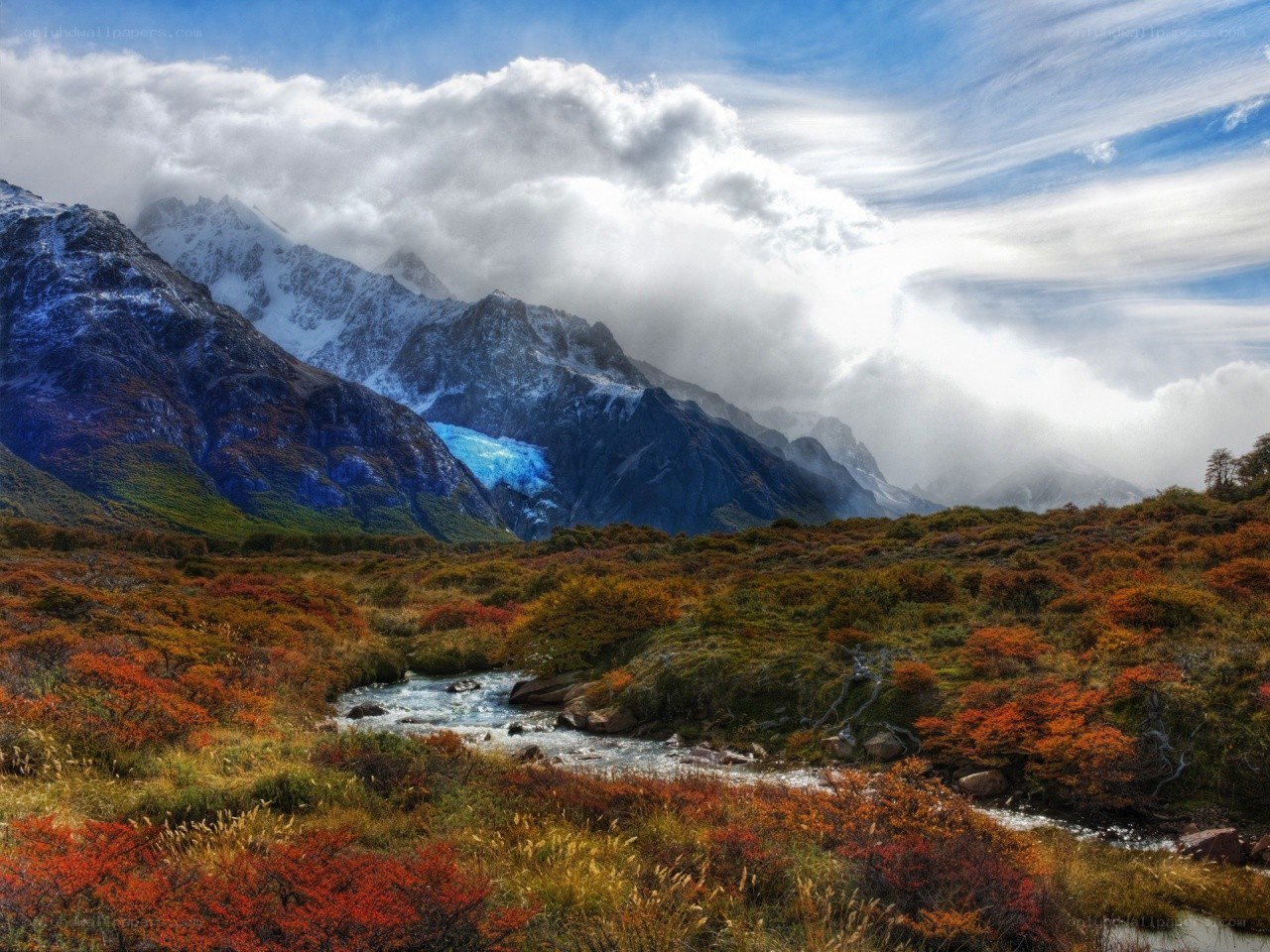 Mountain river in autumn