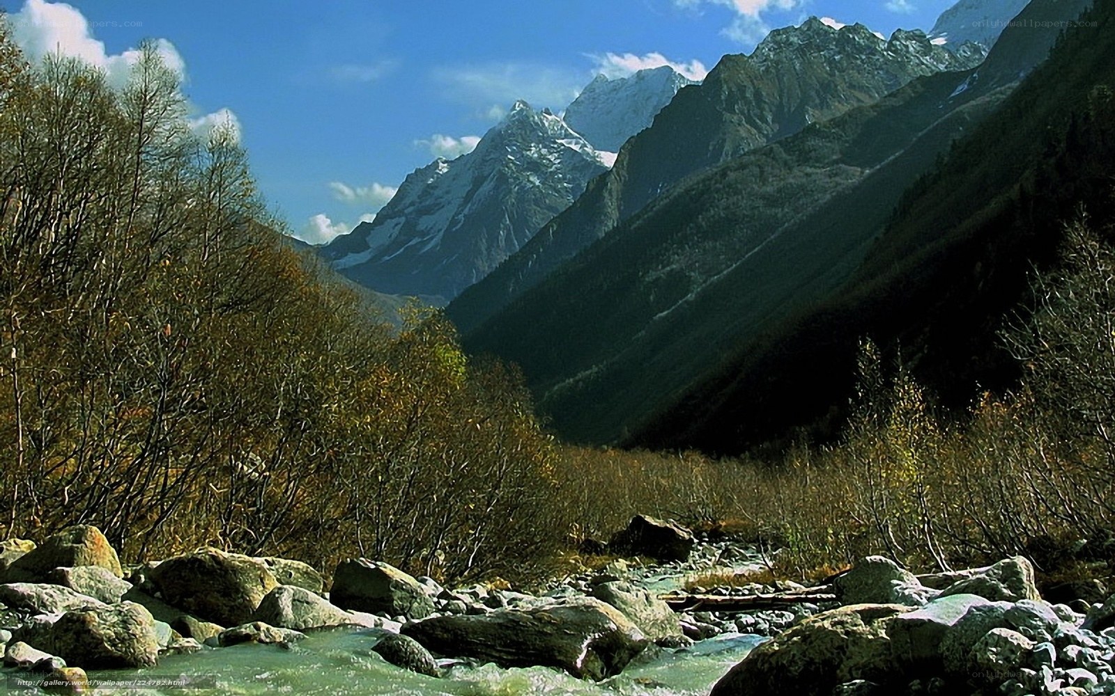 Mountain river in autumn valley