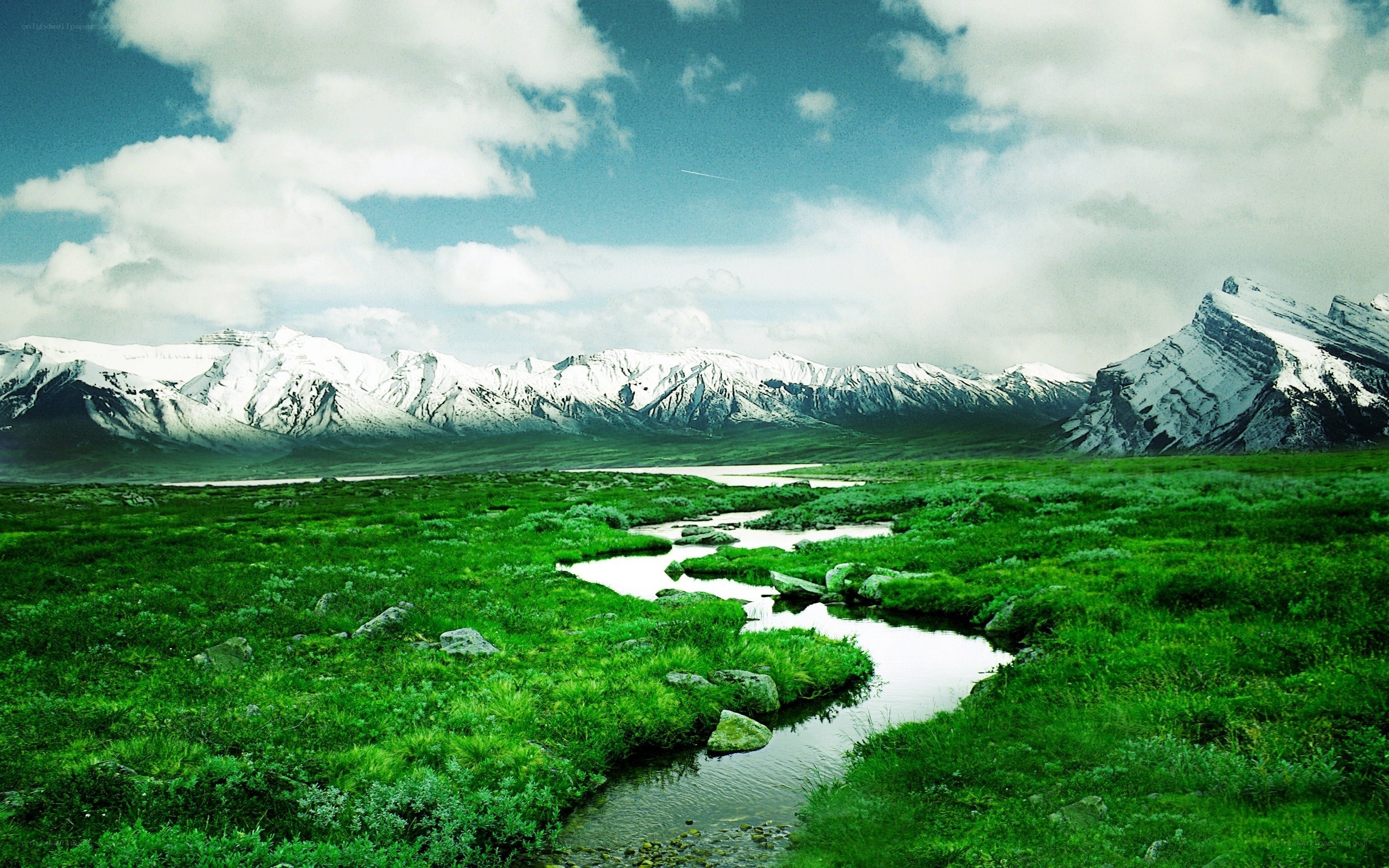 Mountain river in green valley