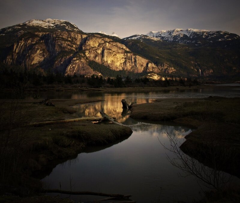 Mountain River Landscape — Brown