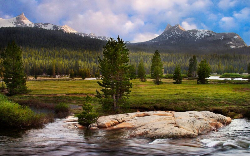 Mountain River Landscape — Green