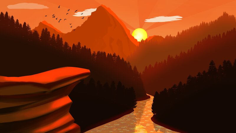 Mountain River Sunset