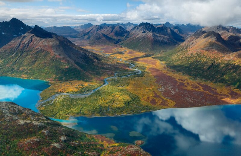 Mountain River Valley — Blue, Serene, Autumn