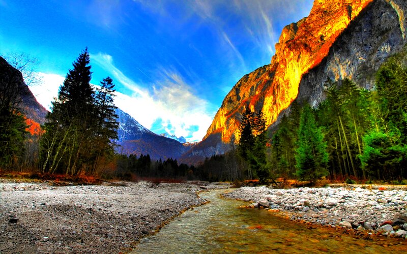 Mountain River Valley — Blue