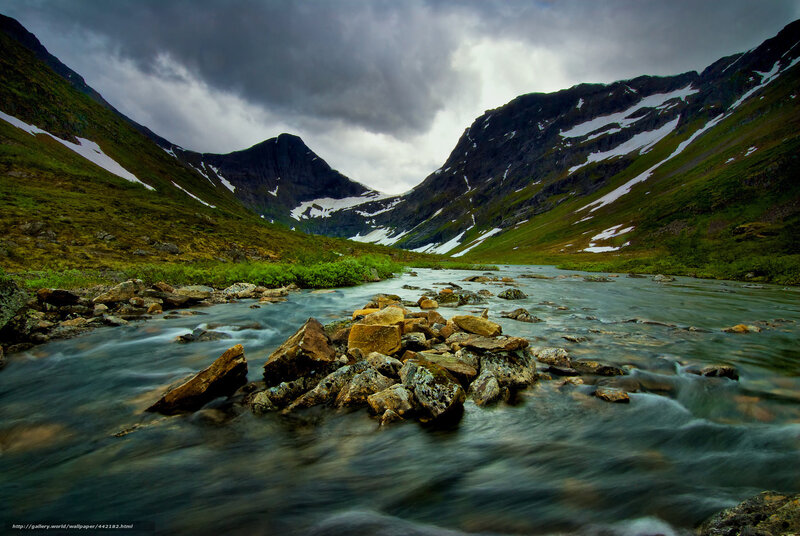 Mountain River Valley — Green, Dramatic