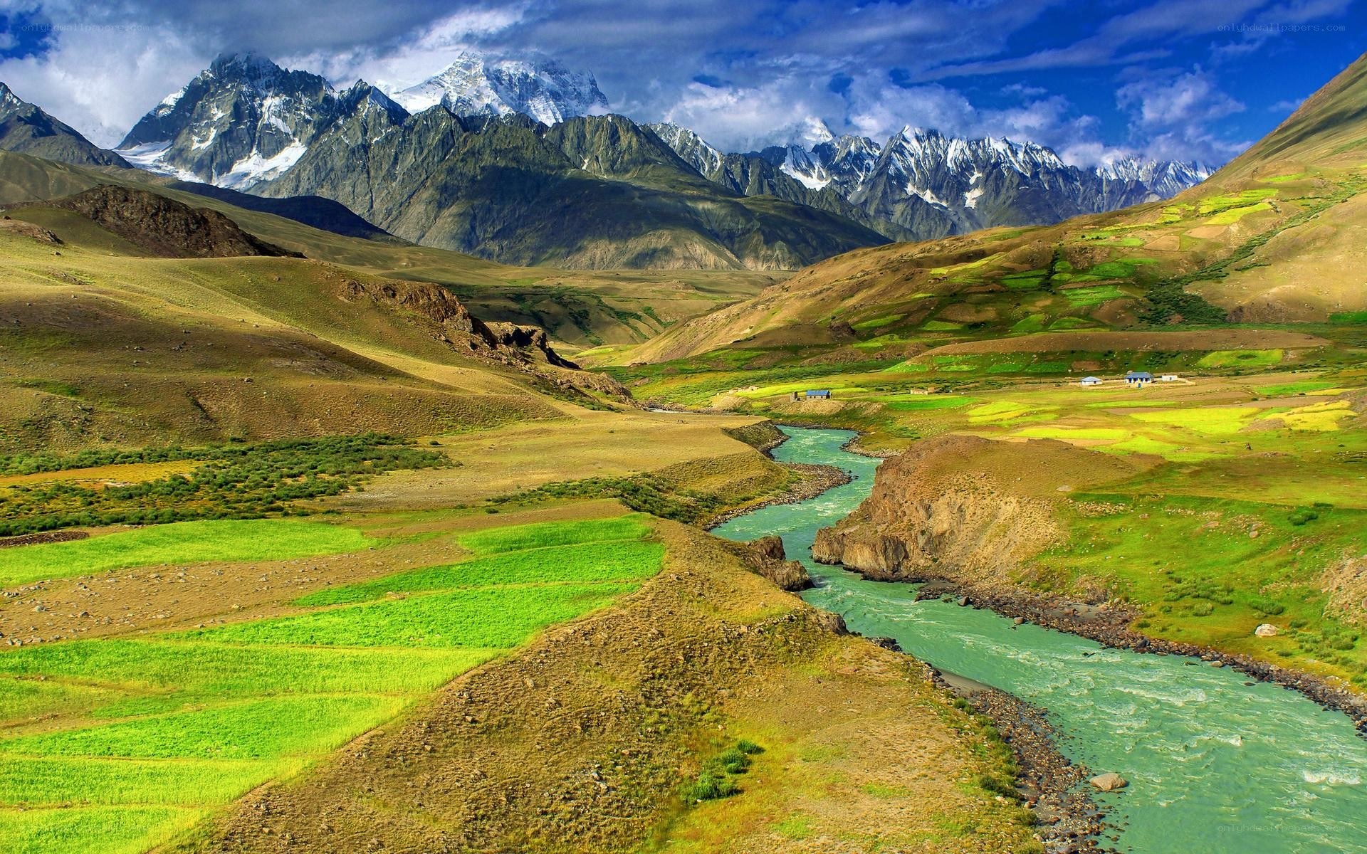 Mountain river valley landscape