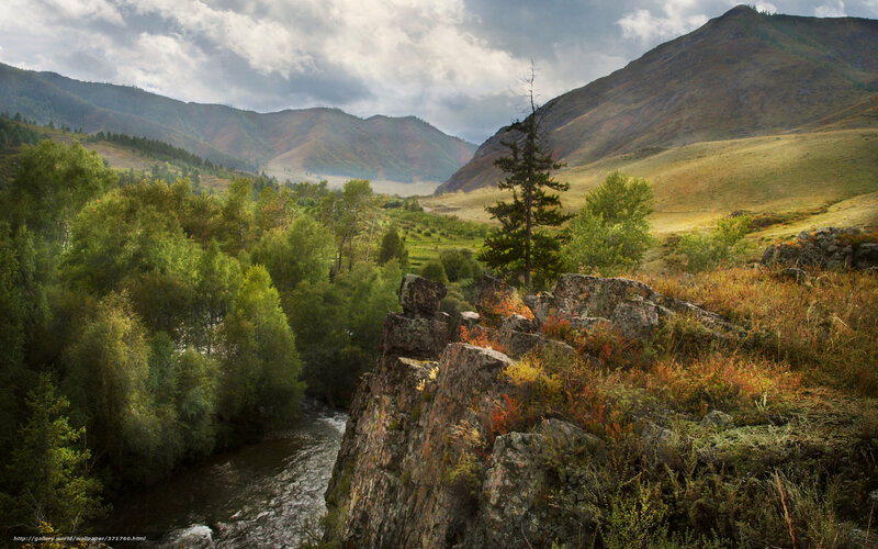 Mountain river valley landscape