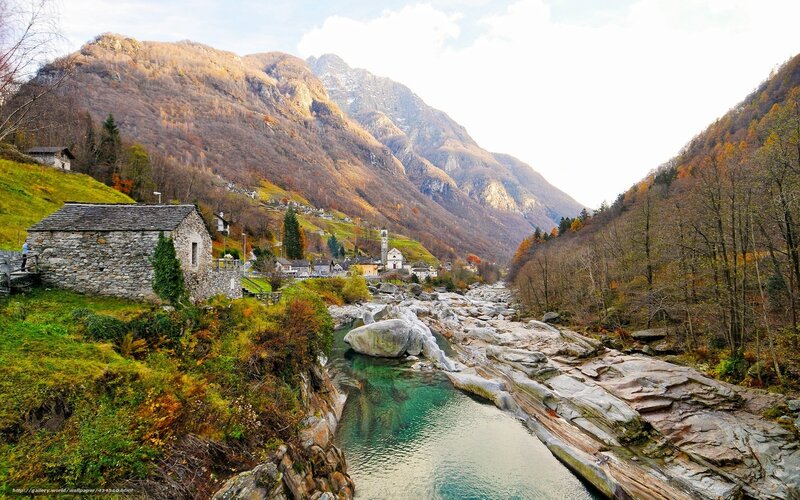 Mountain river valley landscape