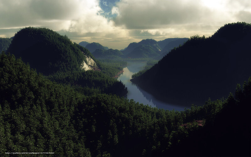 Mountain river valley landscape