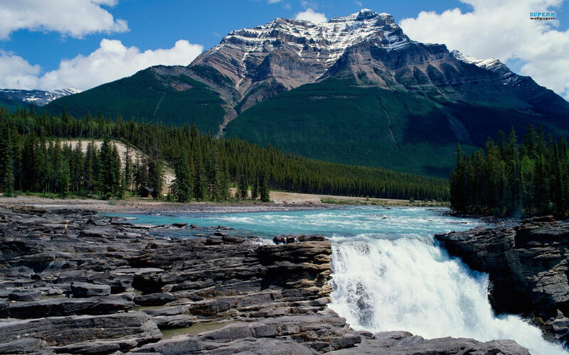 Mountain River Waterfall — Blue