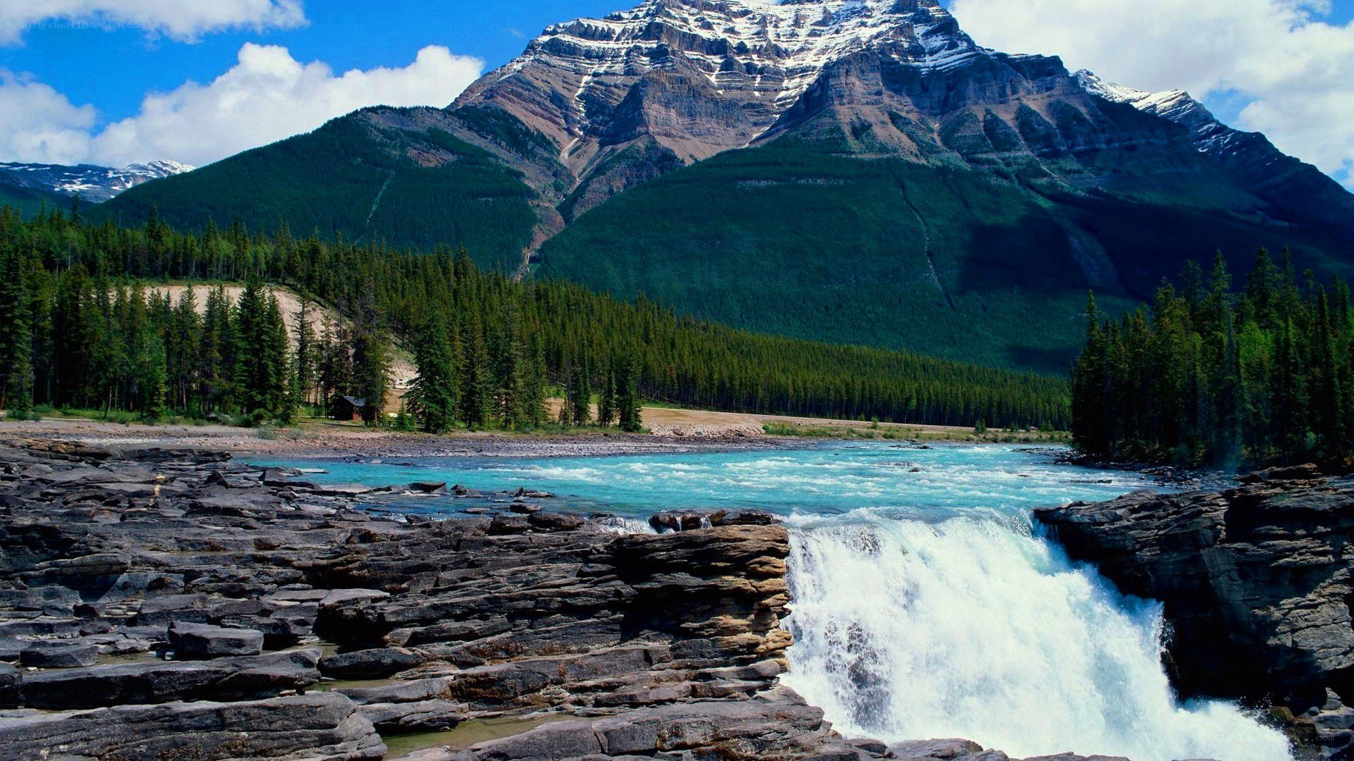 Mountain river waterfall landscape