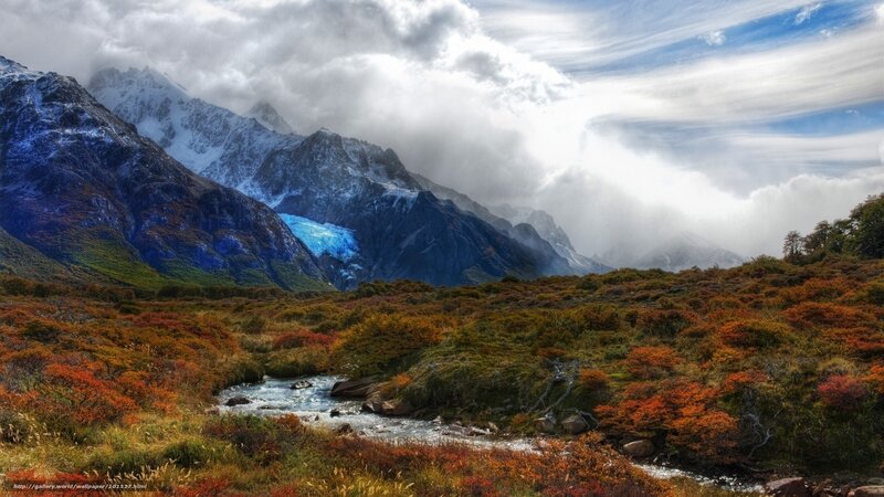 Mountain river with glacier