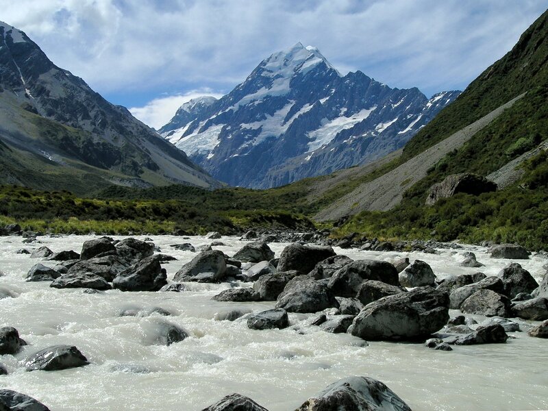 Mountain River with Peak