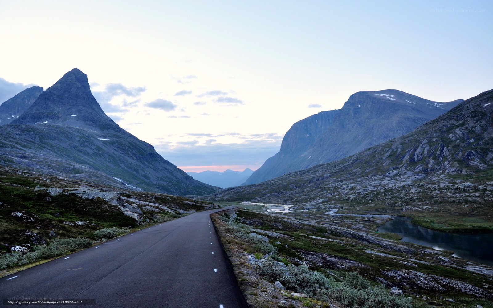 Mountain road at dusk