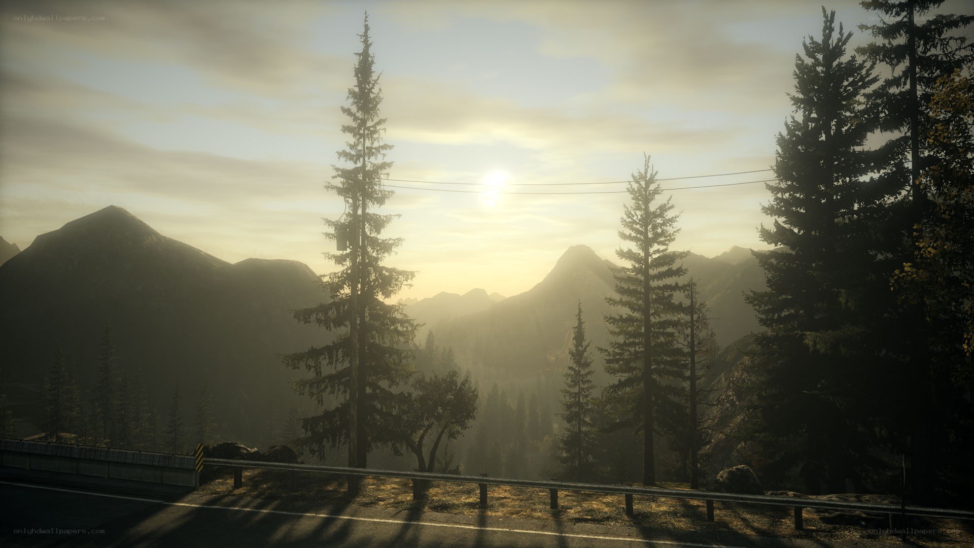 Mountain road at sunrise