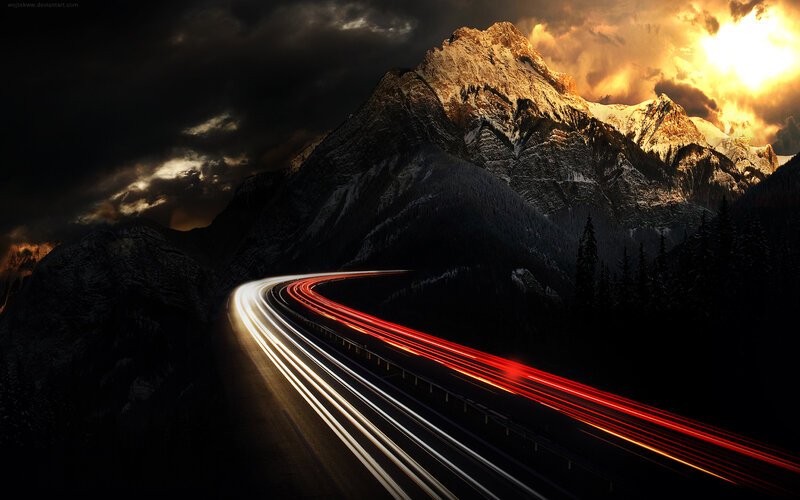 Mountain Road at Sunset