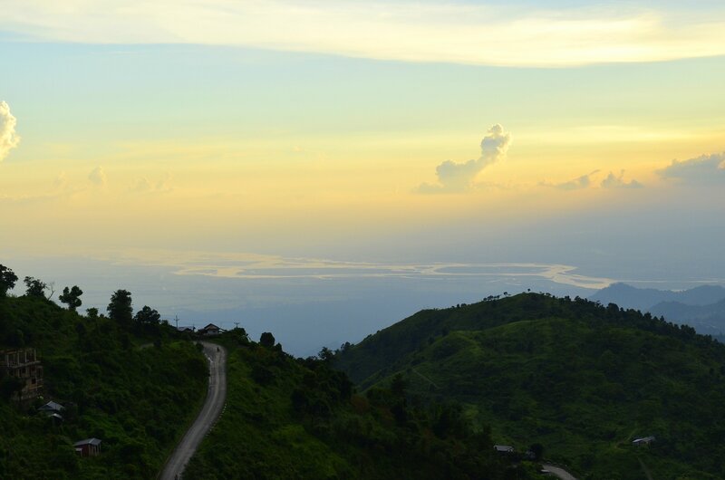 Mountain Road at Sunset — Green