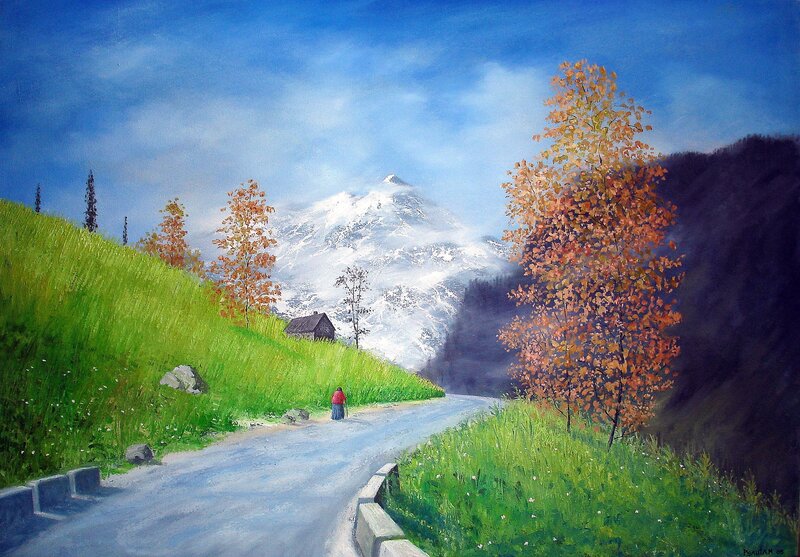 Mountain road in autumn