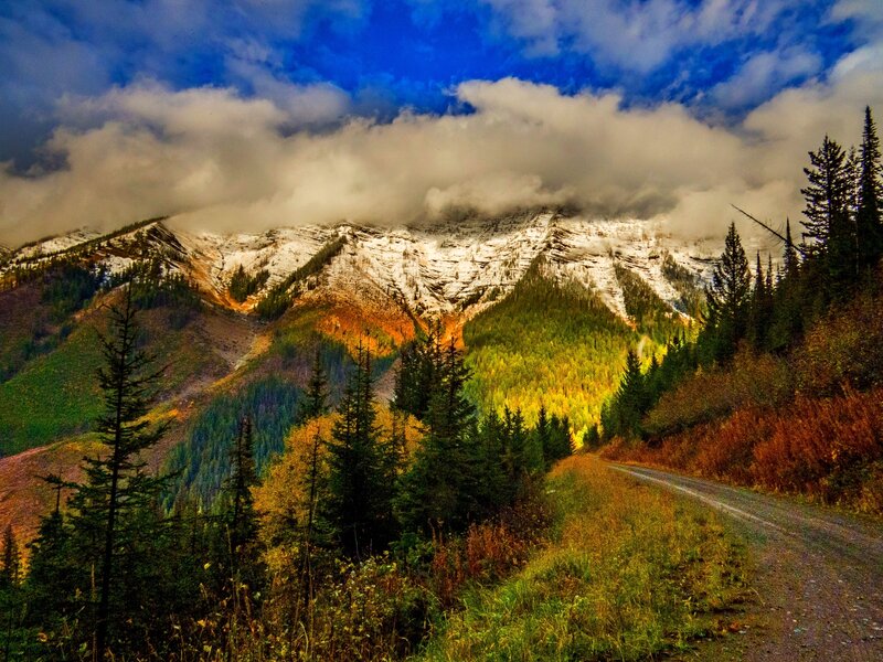 Mountain Road in Autumn — Blue