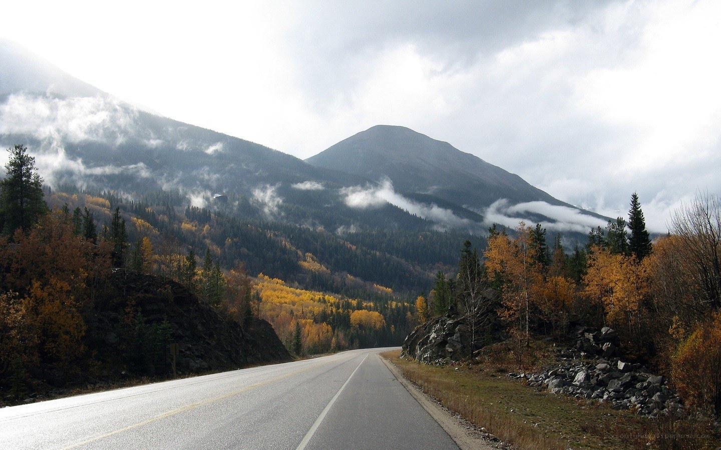 Mountain road in autumn