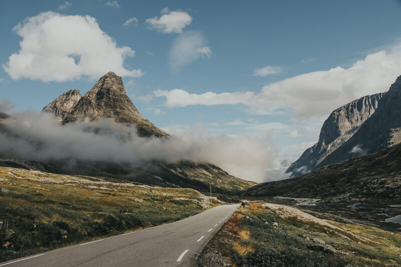 Mountain Road in Valley — Blue