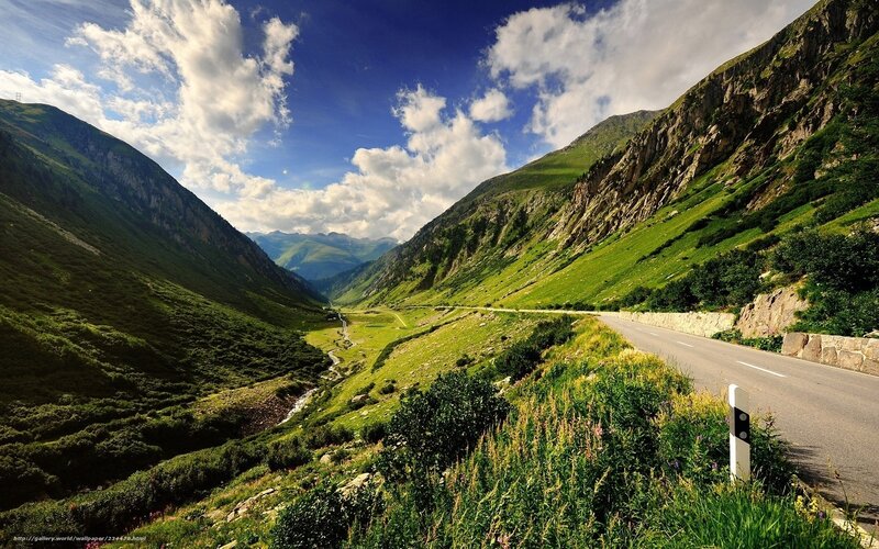 Mountain Road in Valley — Green, Serene, Afternoon