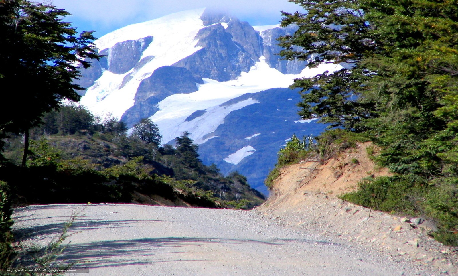 Mountain road with glacier view