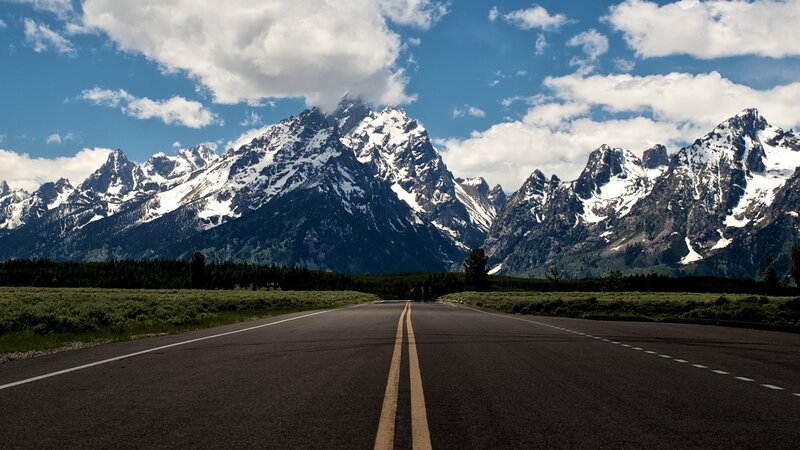 Mountain Road with Peaks