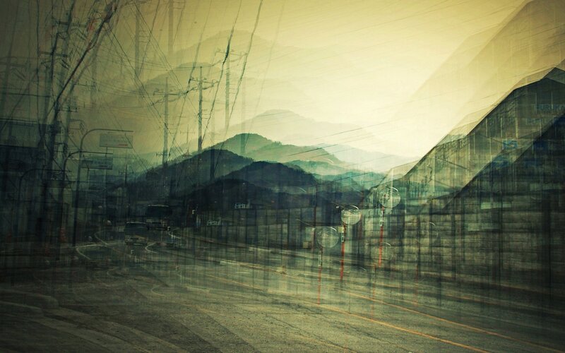 Mountain Road with Power Lines
