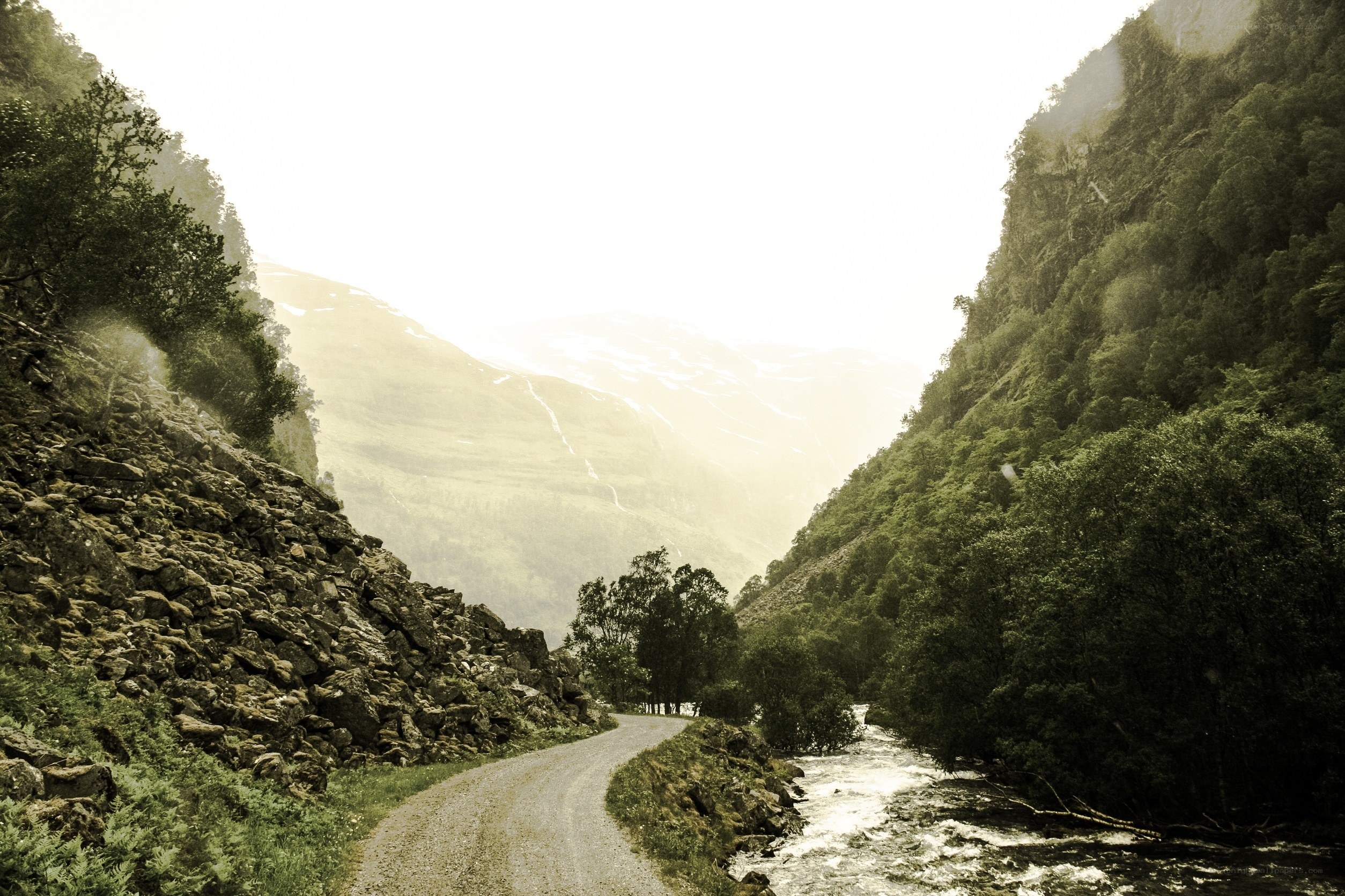 Mountain road with river