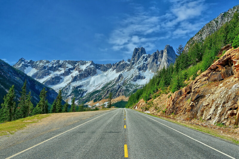 Mountain Road with Snow