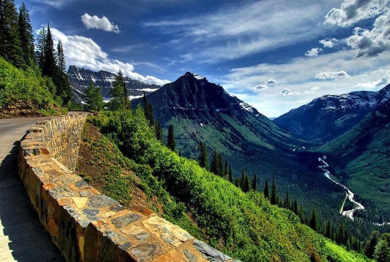 Mountain Road with Stone Wall